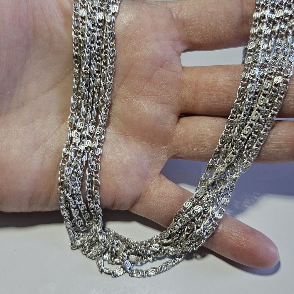 Vintage Sarah Coventry Multi Strand S-Link Silver Tone Necklace 15.5" 1960s
